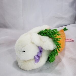 Russ Slumber White Bunny Rabbit In Carrot Plush Stuffed Toy 10 Inch Sleepy Eyes